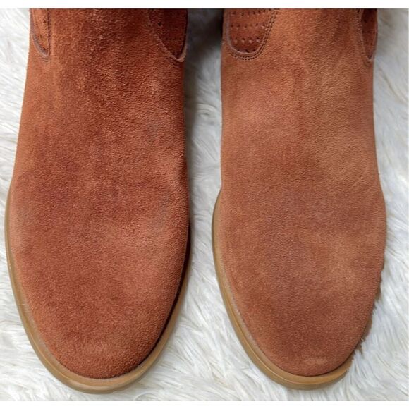 Sundance Magnolia Ankle Boots 38 - 7.5 Rust Suede Leather Perforated Booties - Picture 3 of 8